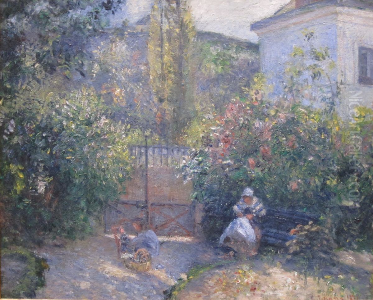Hermitage Garden, Maison Rouge Oil Painting by Camille Pissarro
