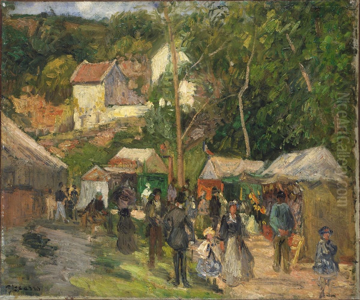 Festival at L'Hermitage Oil Painting by Camille Pissarro