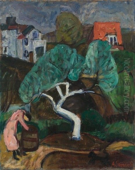 The White Apple Tree Oil Painting by Antanas Samuolis