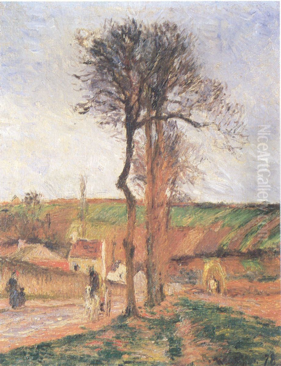 Rue de l'Hermitage and the Cote des Mathurins, Pontoise Oil Painting by Camille Pissarro