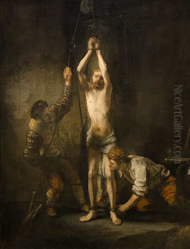 Christus aan de geselpaal Oil Painting by Rembrandt