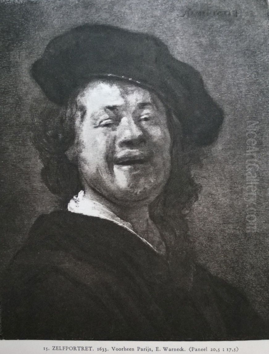 Self-Portrait or Bust of a Laughing Man Oil Painting by Rembrandt