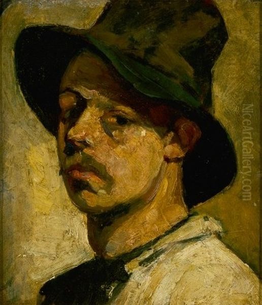 Self-Portrait with Hat Oil Painting by Theo van Doesburg