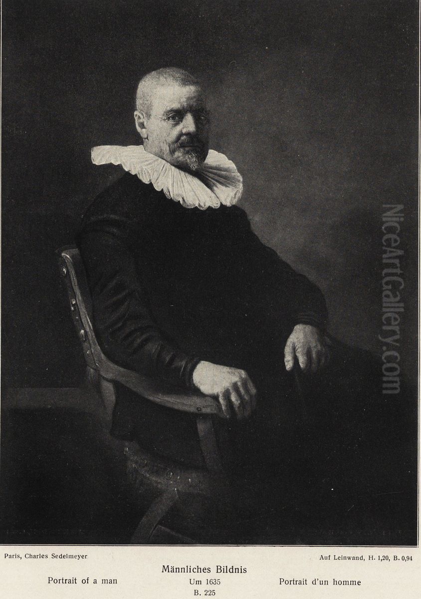 Portrait of a 69-year-old man in an armchair Oil Painting by Rembrandt