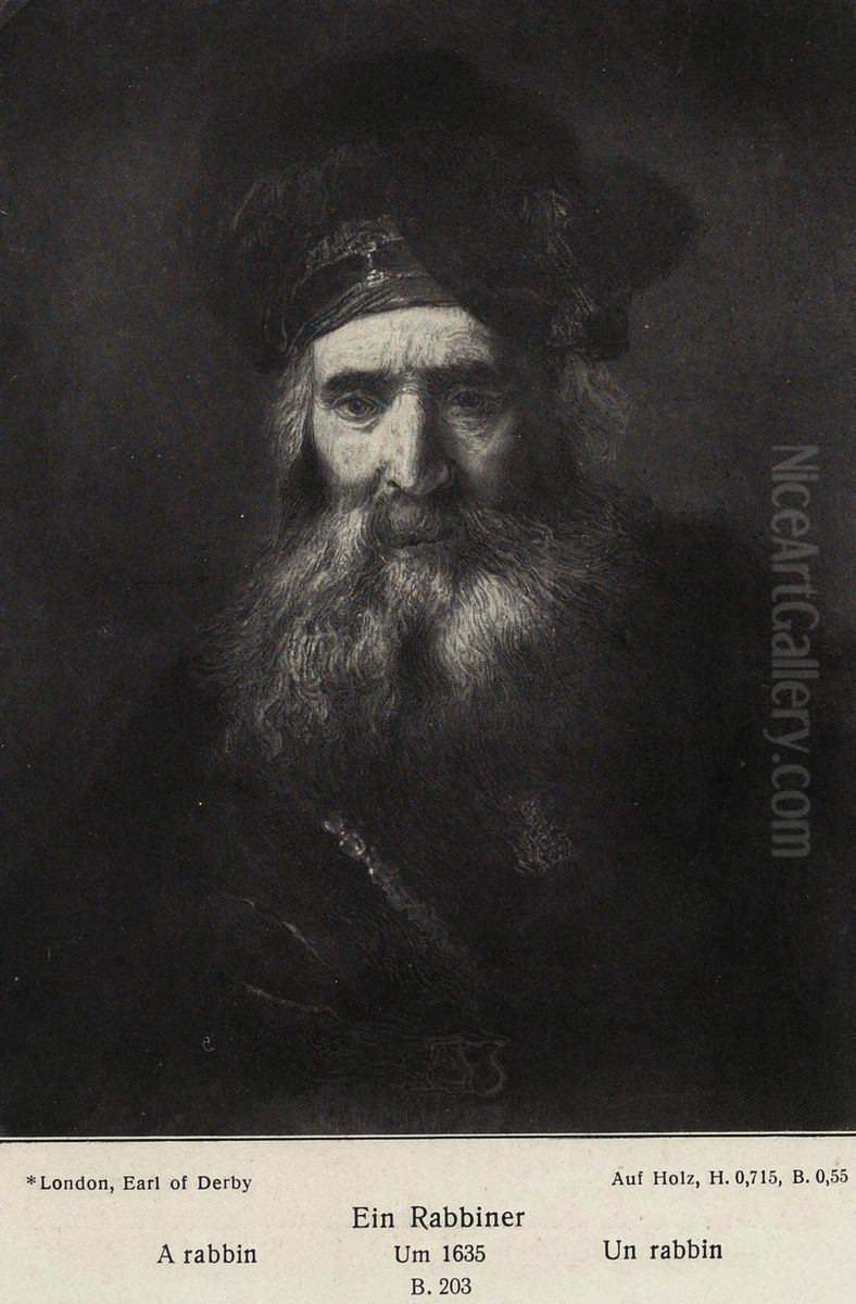 Old man with beard and high turban Oil Painting by Rembrandt