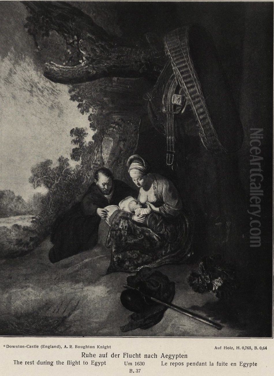 Rest on the Flight into Egypt Oil Painting by Rembrandt