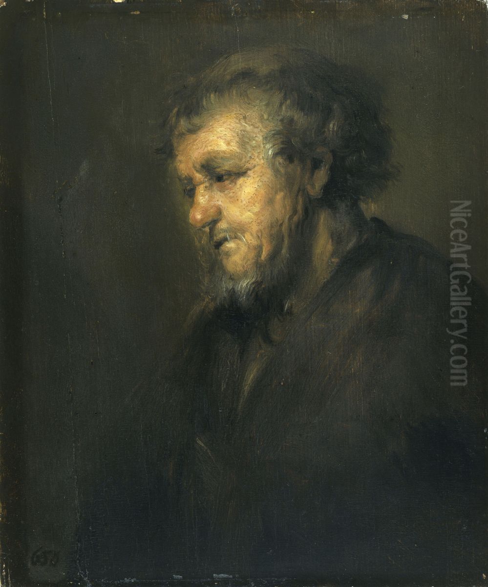 Study of an Old Man in Profile Oil Painting by Rembrandt