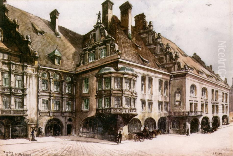 Hofbrauhaus, Munich Oil Painting by Adolf Hitler