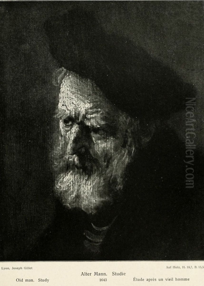 Old man with beard and beret Oil Painting by Rembrandt