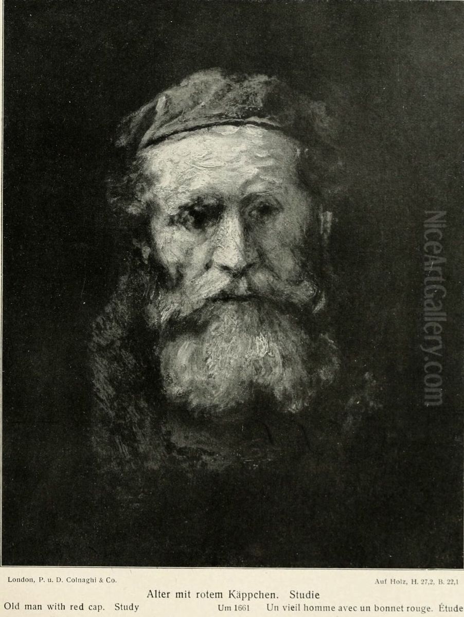 Study of the head of a bearded old man in red cap Oil Painting by Rembrandt Study of the head of a bearded old man in red cap Oil Painting by Rembrandt
