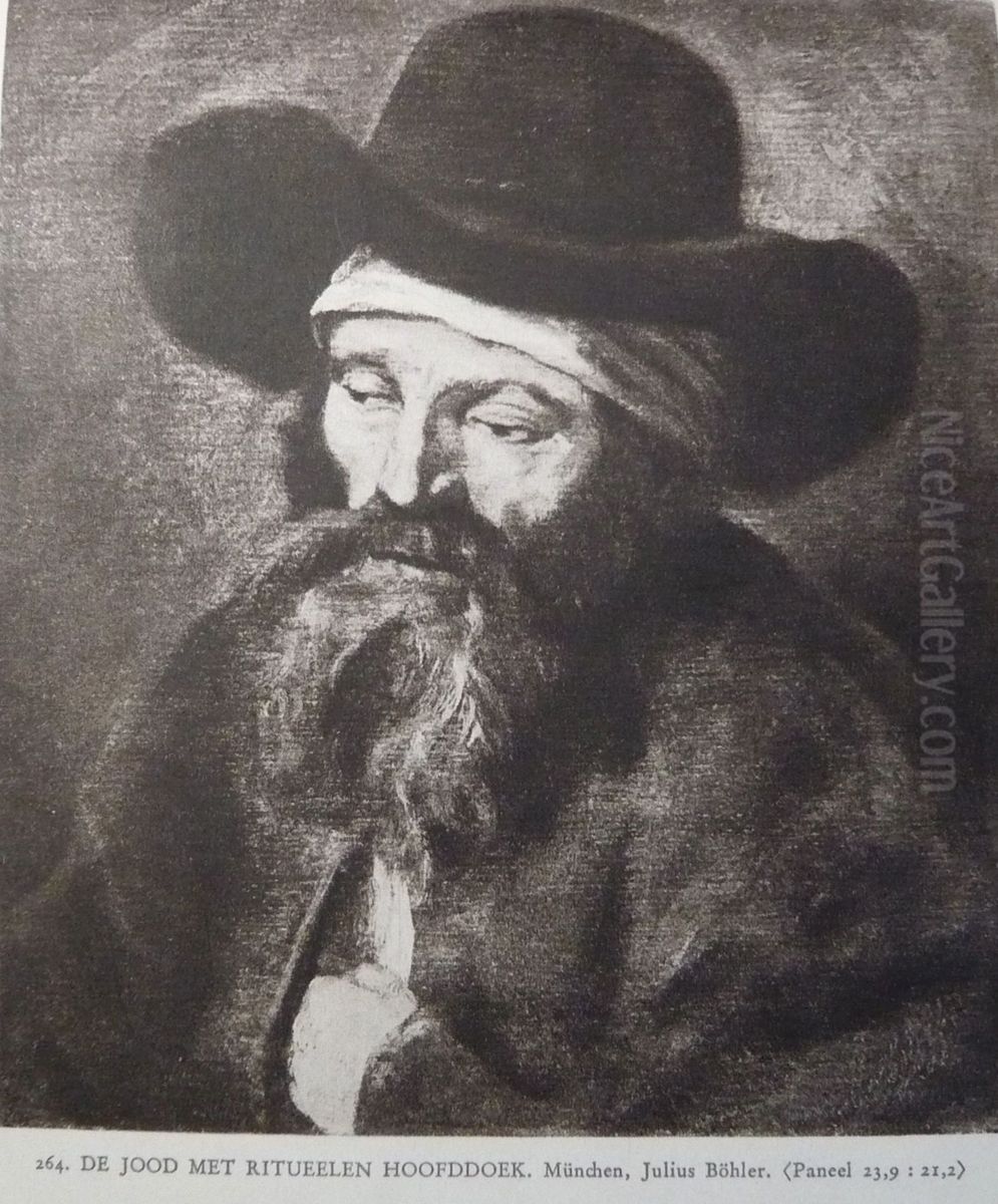 Half-length portrait of a man with beard and headscarf under his hat Oil Painting by Rembrandt Half-length portrait of a man with beard and headscarf under his hat Oil Painting by Rembrandt