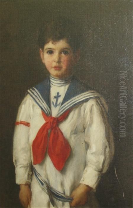 Portrait of a Young Boy in a Sailor's Costume Oil Painting by Louise Cox