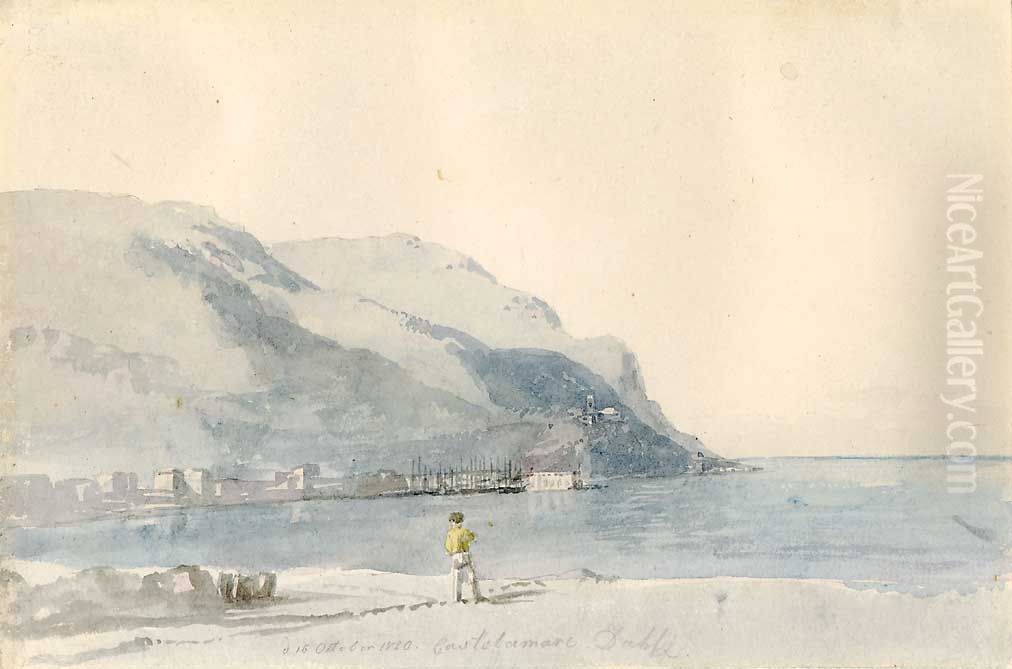 Stranden ved Castellammare Oil Painting by Johan Wilhelm Ludwig Dahl