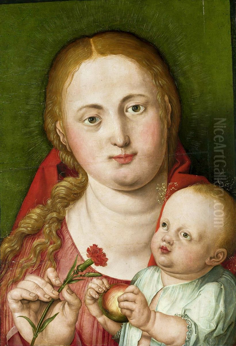 Madonna with Child Jesus and a carnation Oil Painting by Hans Springinklee Madonna with Child Jesus and a carnation Oil Painting by Hans Springinklee
