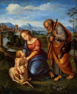 The Holy Family with the lamb.