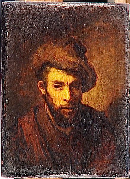Portrait of a Jew in a Fur Hat Oil Painting by Rembrandt