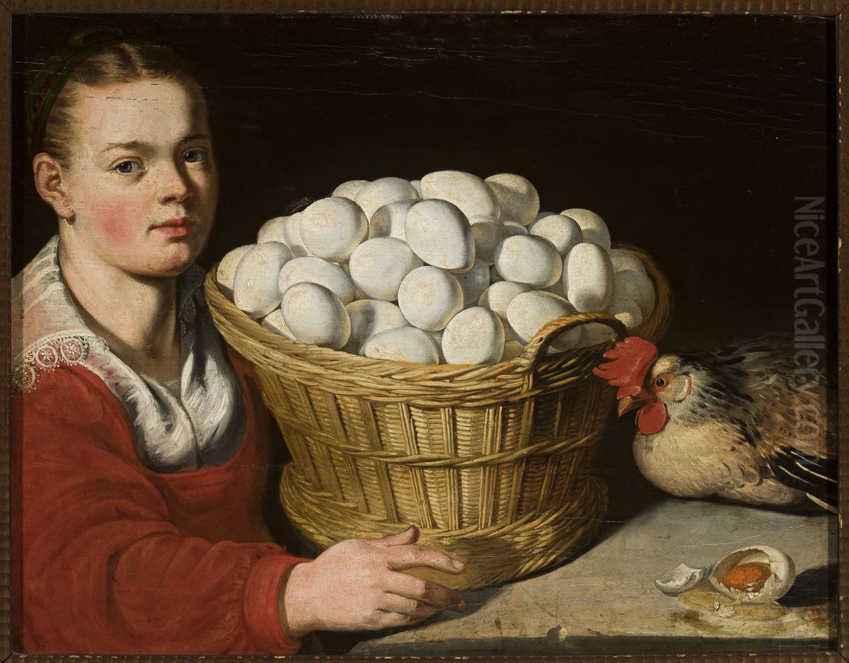 Girl with a basket of eggs Oil Painting by Joachim Beuckelaer