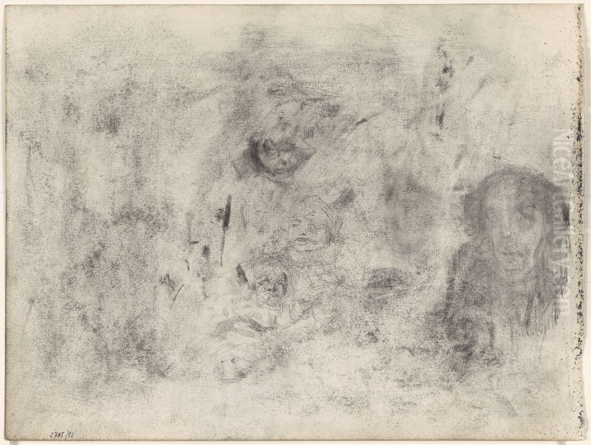 Hoofden Oil Painting by James Ensor