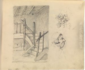 Trap, man, gebladerte (detail)