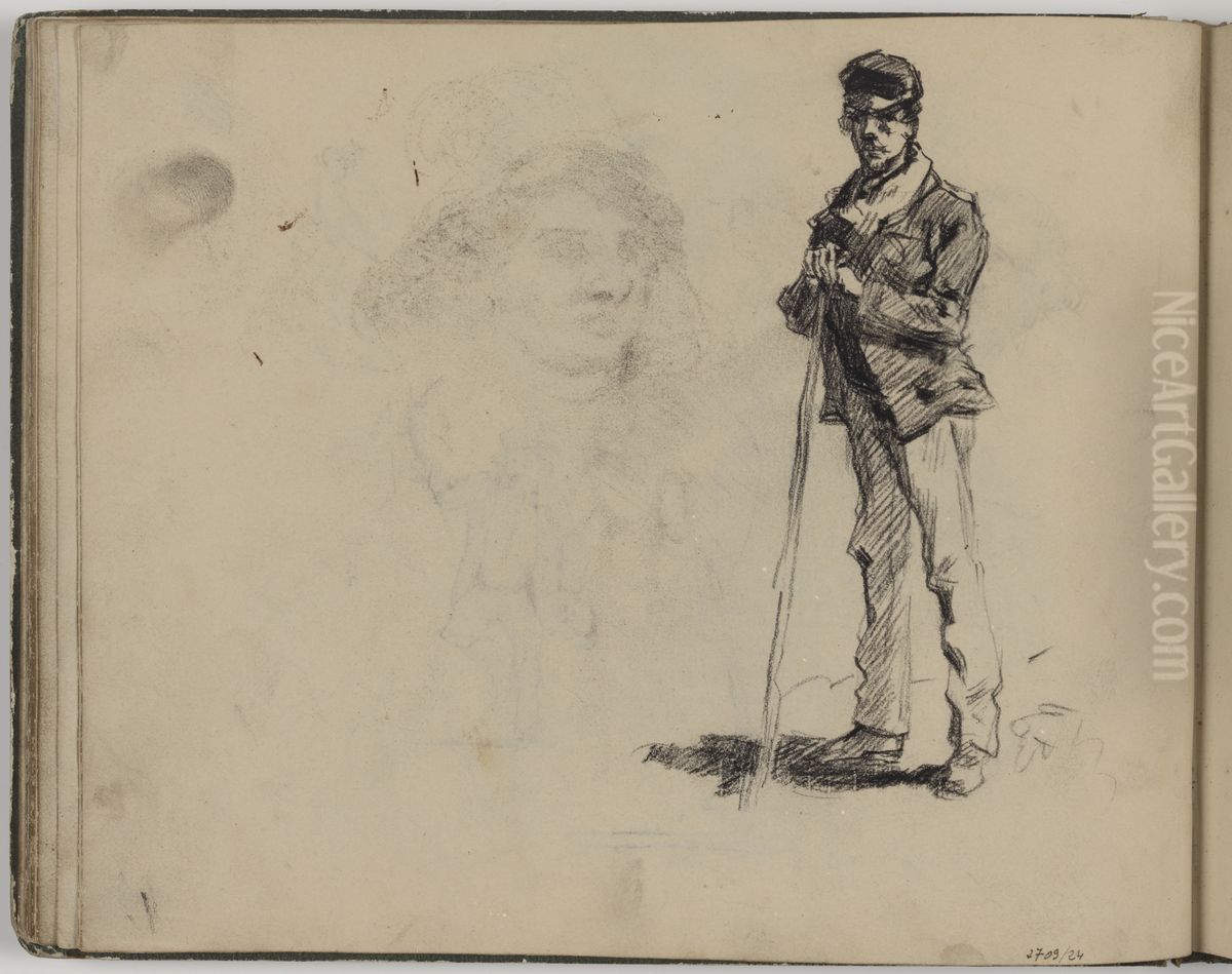 Man steunend op een stok Oil Painting by James Ensor