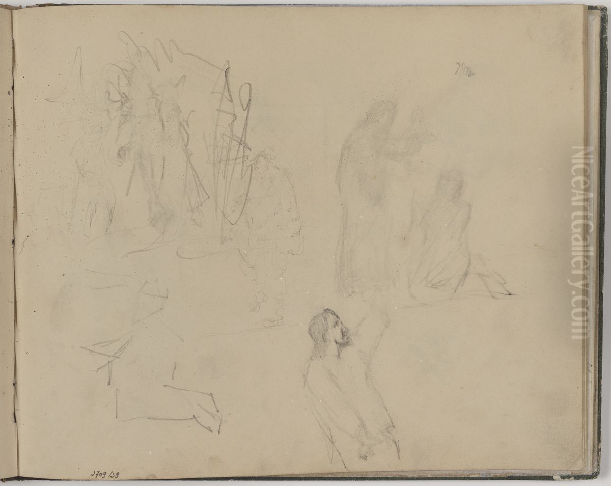 Bijbelse scenes, uitgeveegd Oil Painting by James Ensor