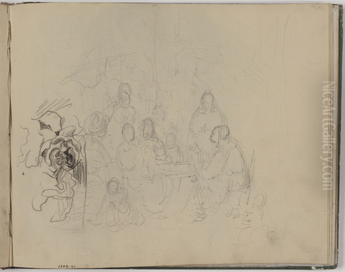 Genretafereel en ornament Oil Painting by James Ensor