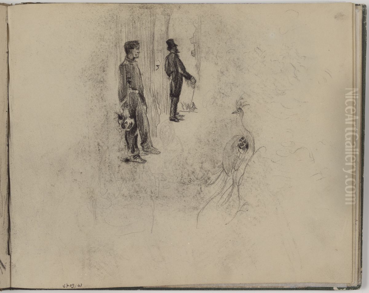 Twee heren en pauw Oil Painting by James Ensor