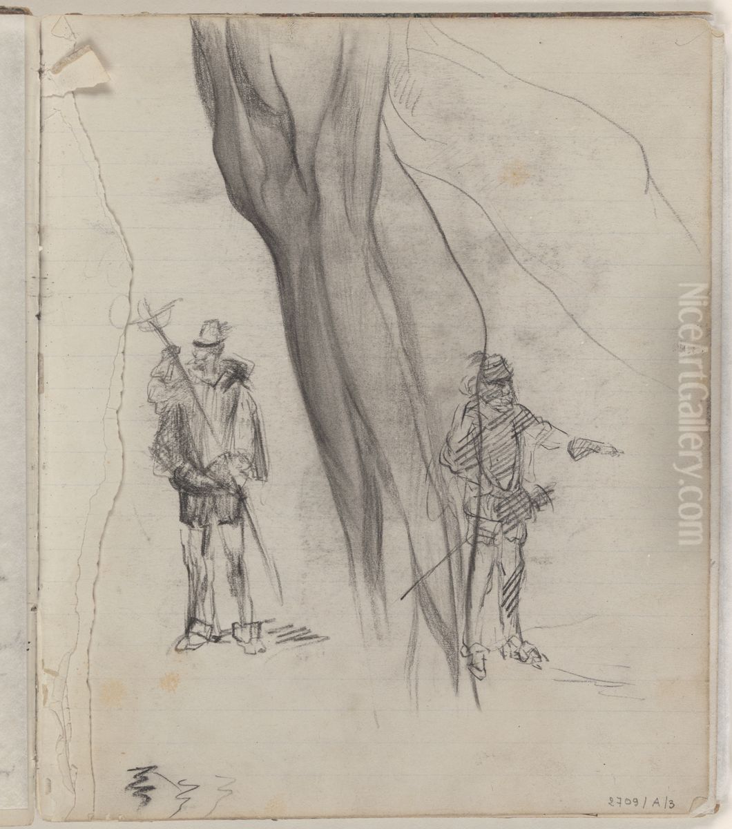 Anatomische studie en twee figuren Oil Painting by James Ensor