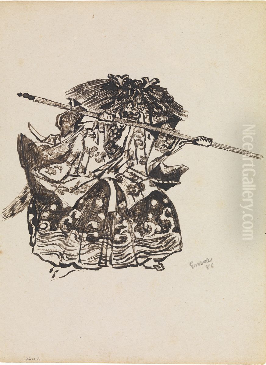 Chinoiserie, een demon Oil Painting by James Ensor