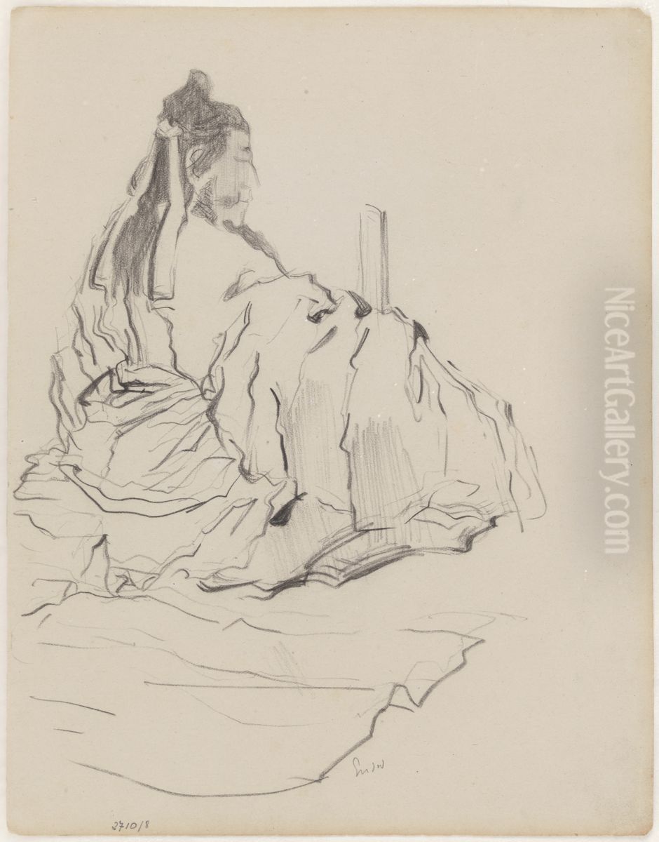 Chinoiserie, een zittende man in driekwart rugzicht Oil Painting by James Ensor