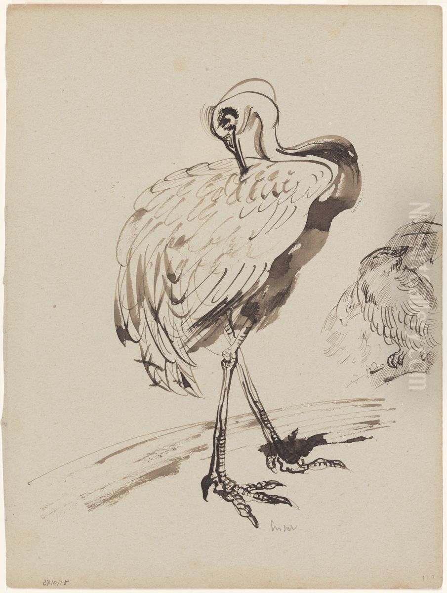 Chinoiserie, een ooievaar Oil Painting by James Ensor