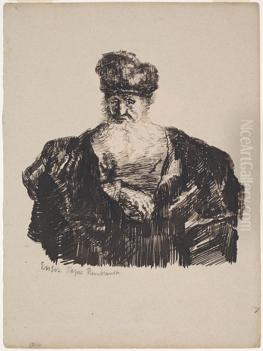 Old Man with Flowing Beard Oil Painting by James Ensor