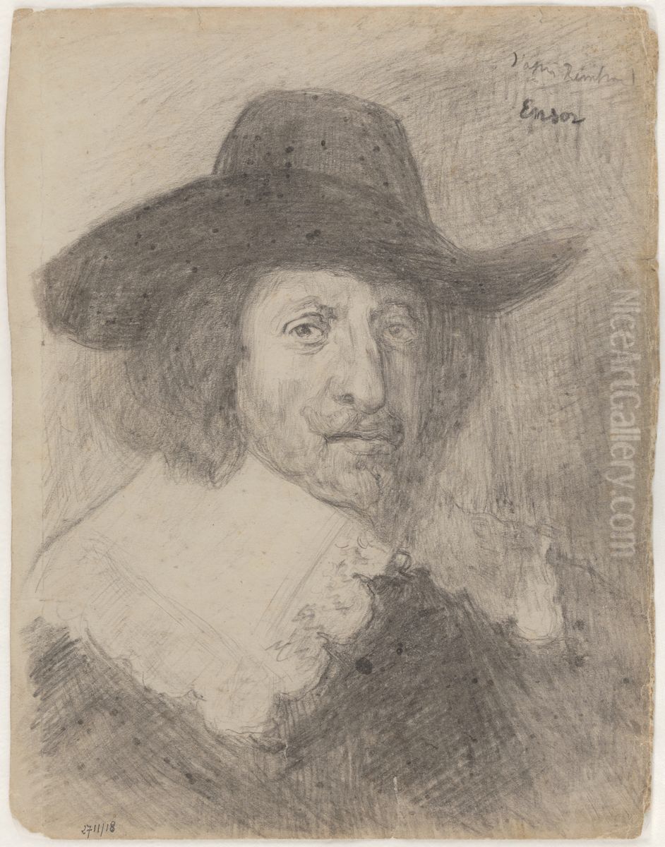 De Amsterdamse lakenhandelaar Nicolaas van Bambeek Oil Painting by James Ensor