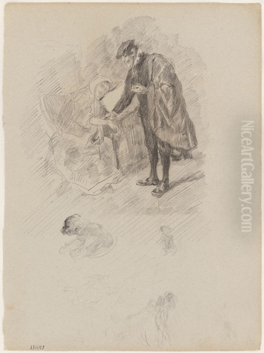 De zieke vrouw Oil Painting by James Ensor
