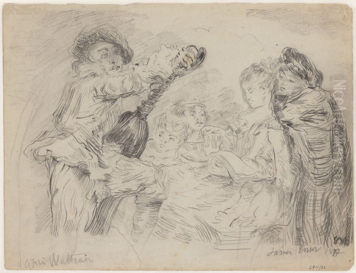 Musicerend gezelschap Oil Painting by James Ensor