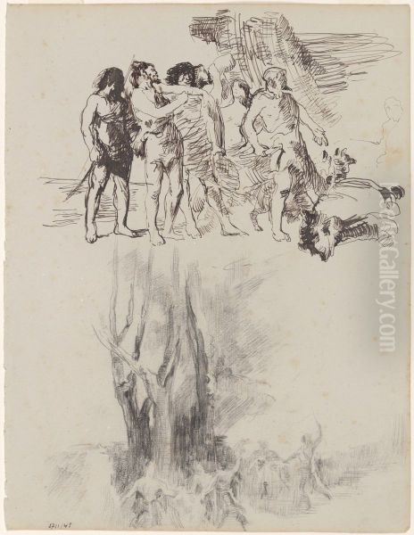 Terugkeer van de berenjacht in het steentijdperk Oil Painting by James Ensor