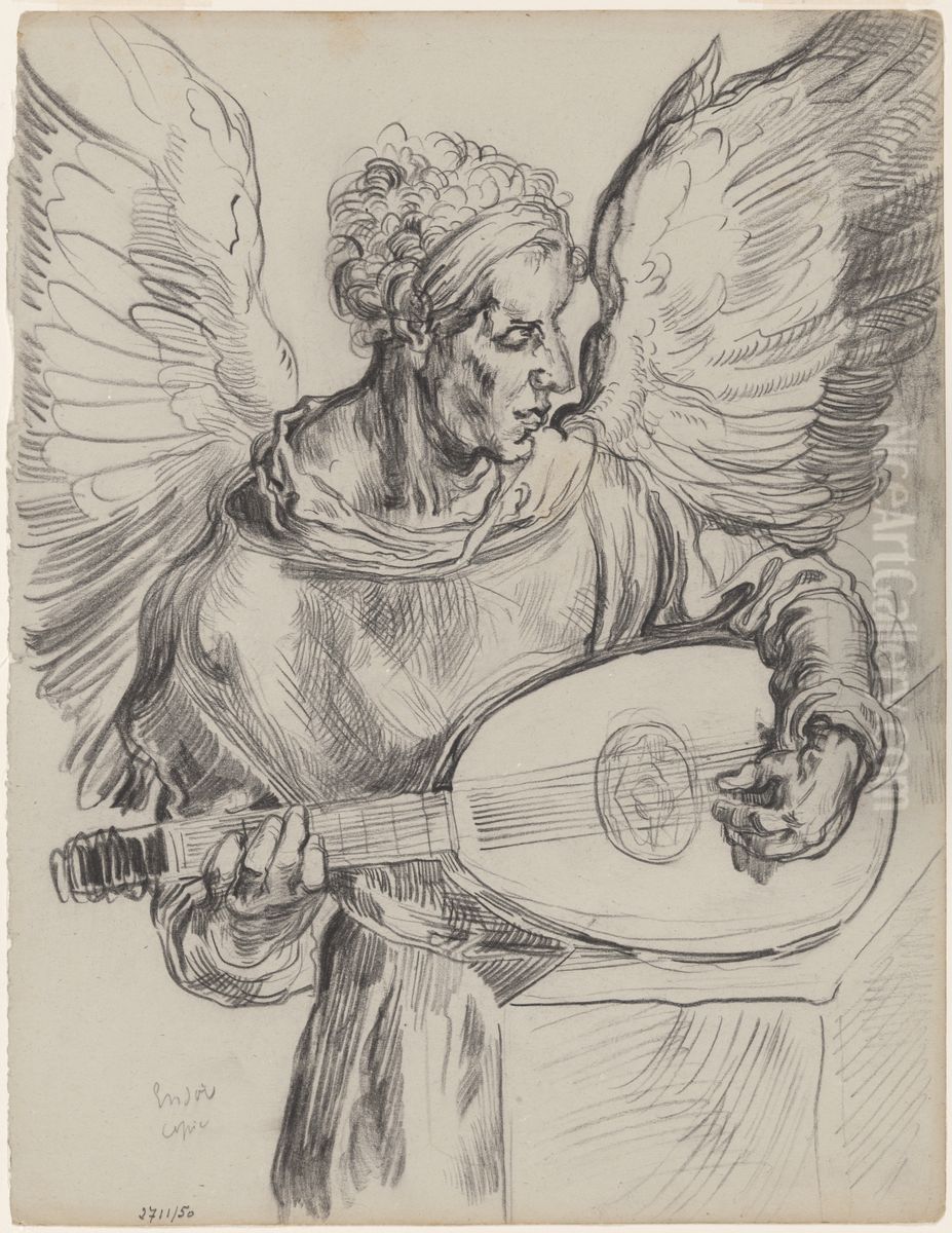 Laute spielender Engel Oil Painting by James Ensor