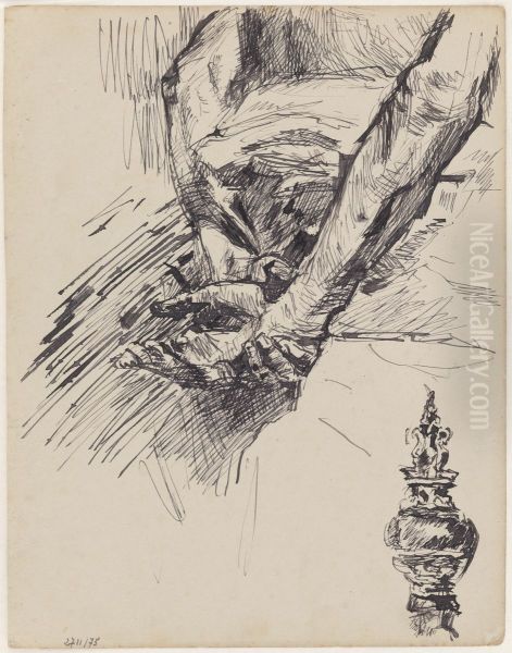 Handen en ornament Oil Painting by James Ensor