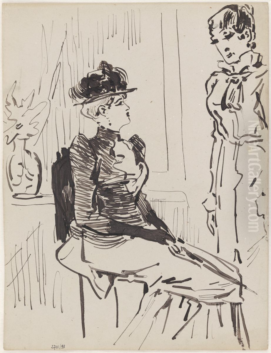Two Women Oil Painting by James Ensor