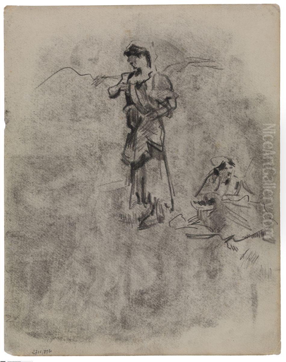 Staande en zittende zigeunersvrouw Oil Painting by James Ensor