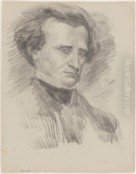 De componist Hector Berlioz Oil Painting by James Ensor