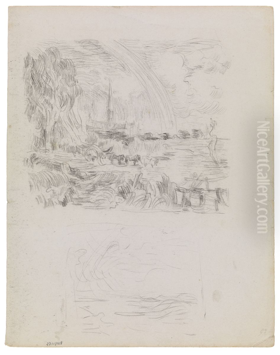 Salisbury Cathedral from the Meadows Oil Painting by James Ensor