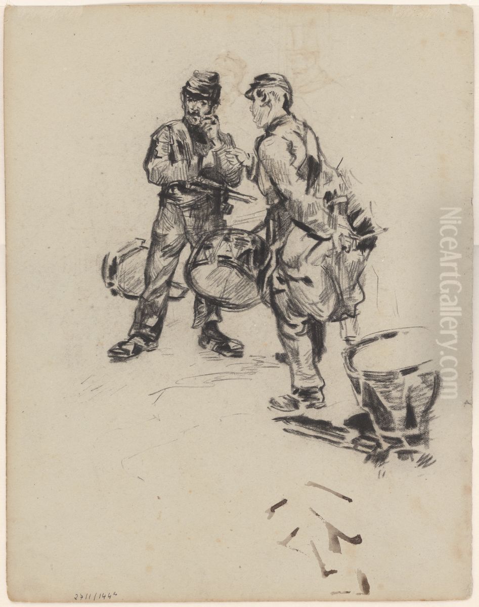 Twee militairen Oil Painting by James Ensor