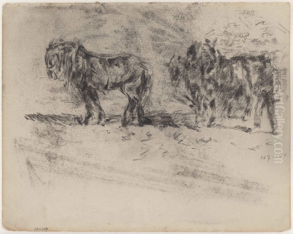 Een Zeeuws paardengespan Oil Painting by James Ensor