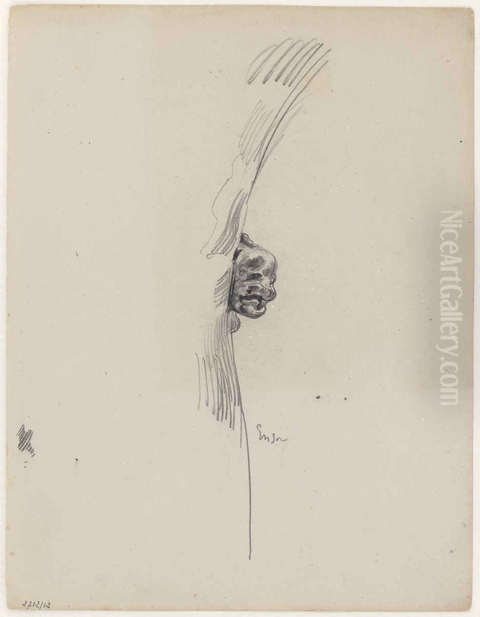 Ornament - Head of a monster Oil Painting by James Ensor