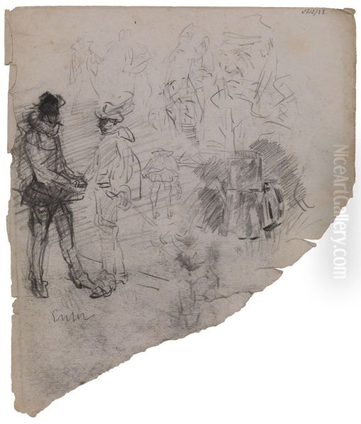 Twee ridderfiguren Oil Painting by James Ensor