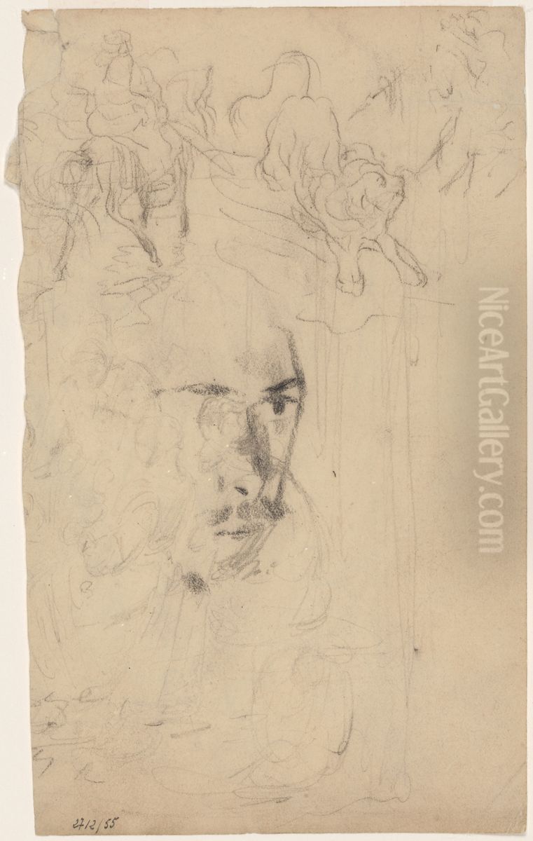 Zelfportret onder leeuwenjacht Oil Painting by James Ensor