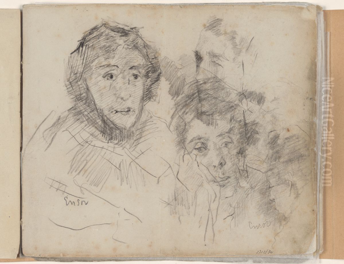 Moeder van Ensor Oil Painting by James Ensor