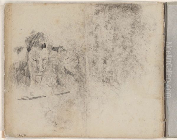 Schrijvende of lezende man Oil Painting by James Ensor