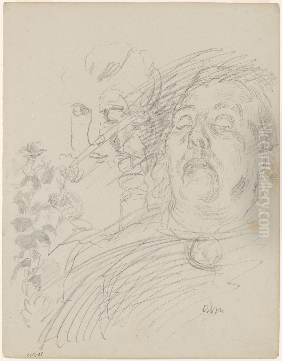 Slapende en wakende vrouw Oil Painting by James Ensor